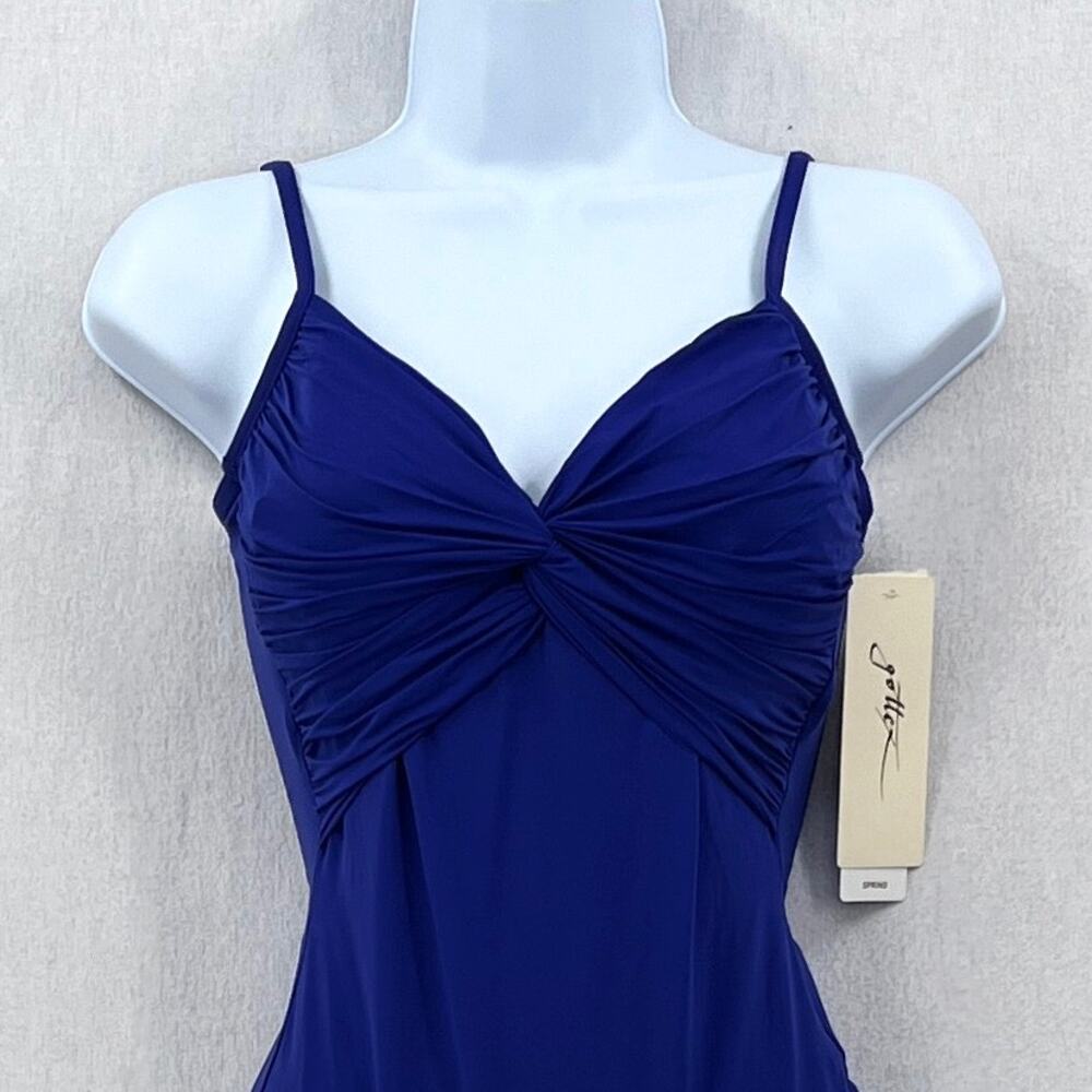 VINTAGE GOTTEX One Piece Swimsuit Womens 8 Blue Twist Front Adjustable Strap NEW - Picture 3 of 14